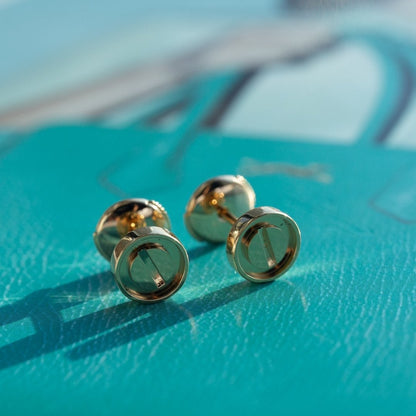 [Am jewelry]LOVE EARRINGS PINK GOLD 10MM