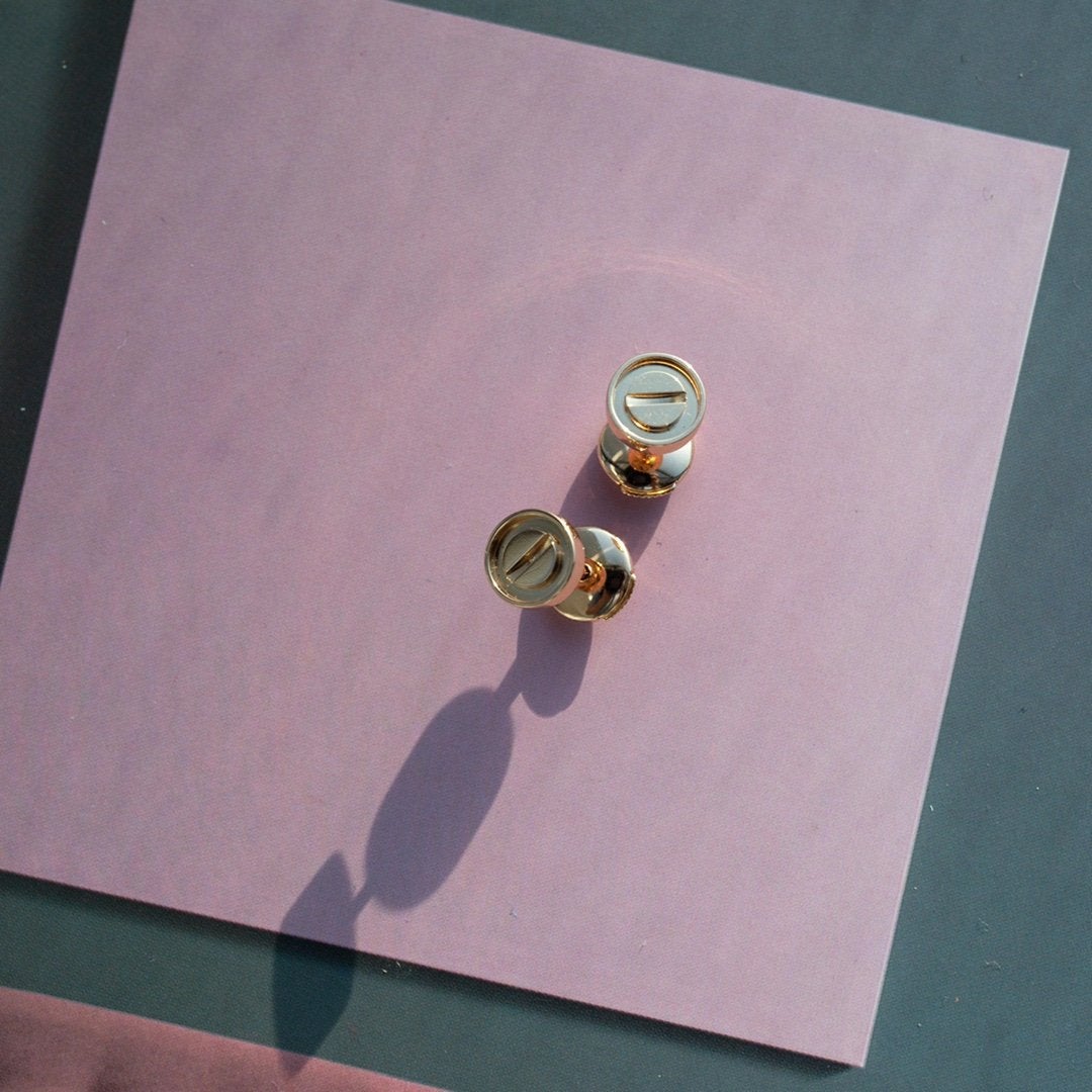 [Am jewelry]LOVE EARRINGS PINK GOLD 10MM