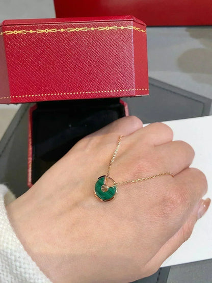 [Am jewelry]AMULETTE ROSE GOLD MALACHITE NECKLACE
