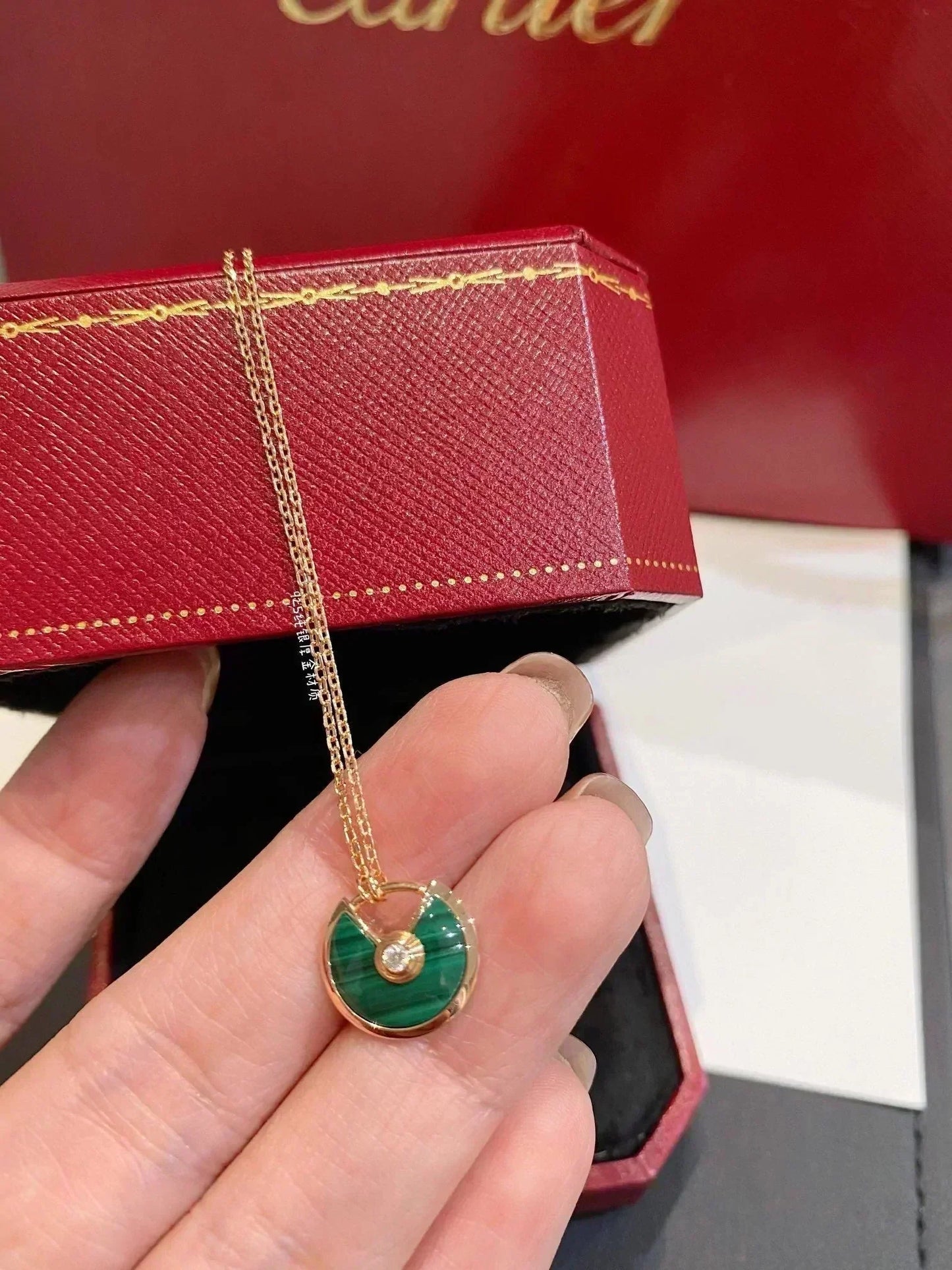 [Am jewelry]AMULETTE ROSE GOLD MALACHITE NECKLACE