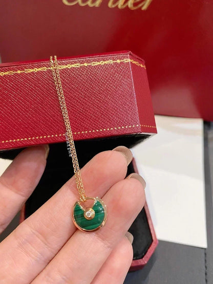 [Am jewelry]AMULETTE ROSE GOLD MALACHITE NECKLACE