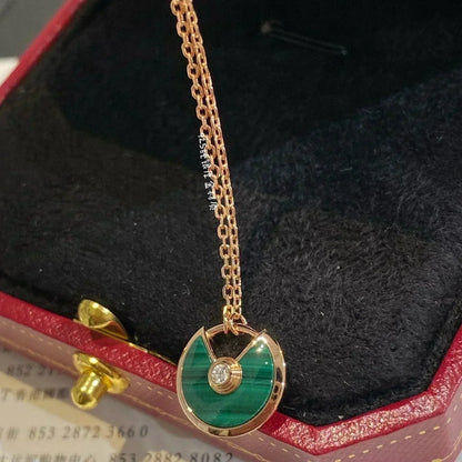 [Am jewelry]AMULETTE ROSE GOLD MALACHITE NECKLACE