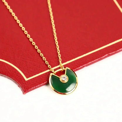 [Am jewelry]AMULETTE GOLD MALACHITE NECKLACE