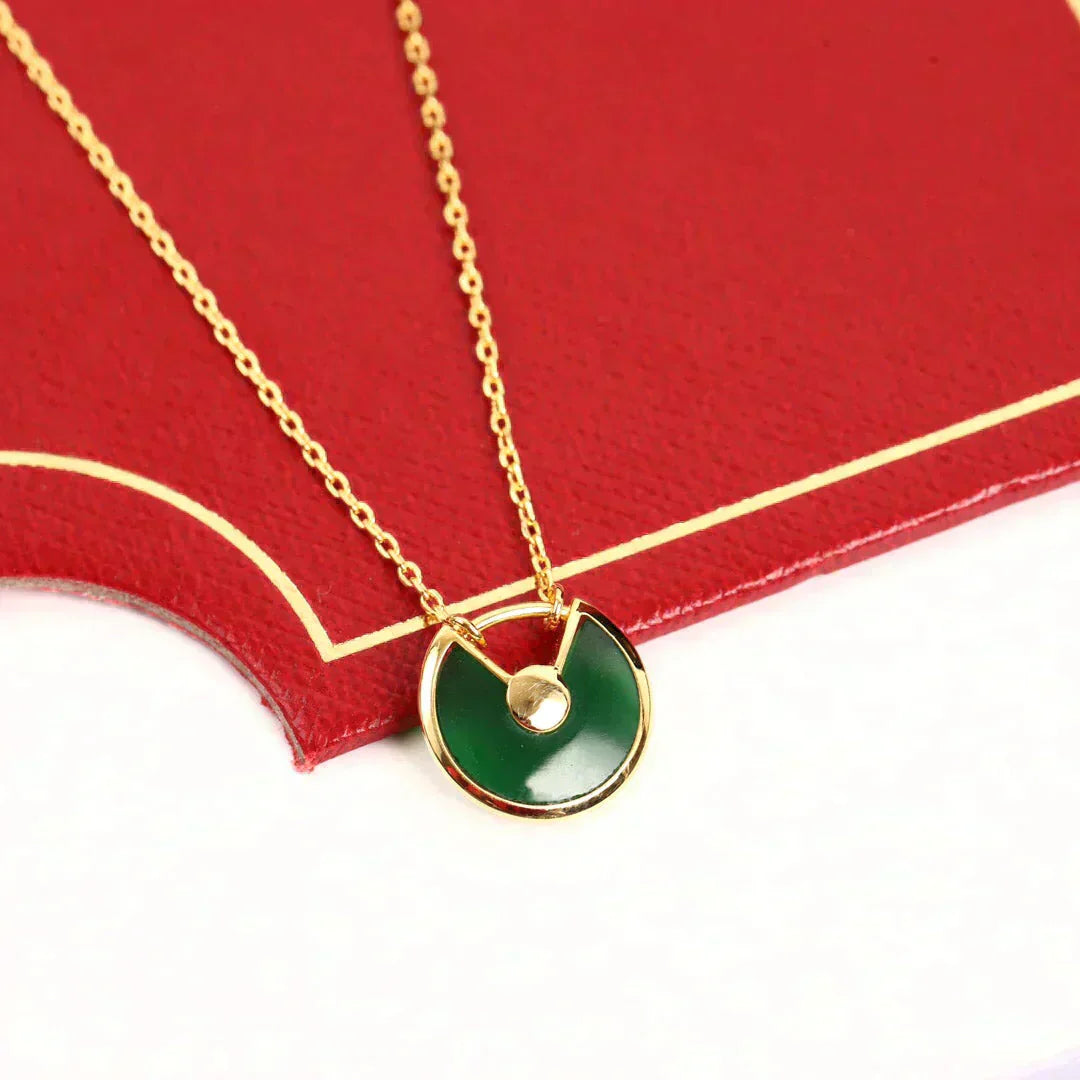 [Am jewelry]AMULETTE GOLD MALACHITE NECKLACE
