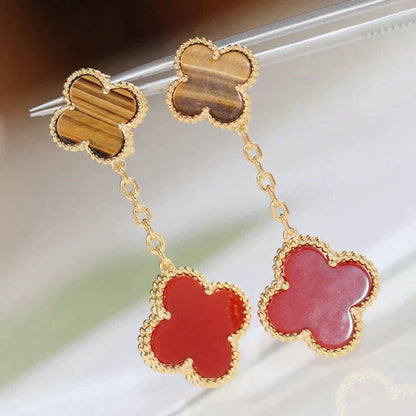 [Am jewelry]CLOVER  2 MOTIF  TIGER EYE CARNELIAN EARRINGS