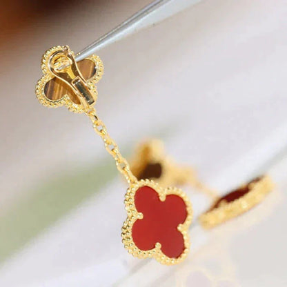[Am jewelry]CLOVER  2 MOTIF  TIGER EYE CARNELIAN EARRINGS