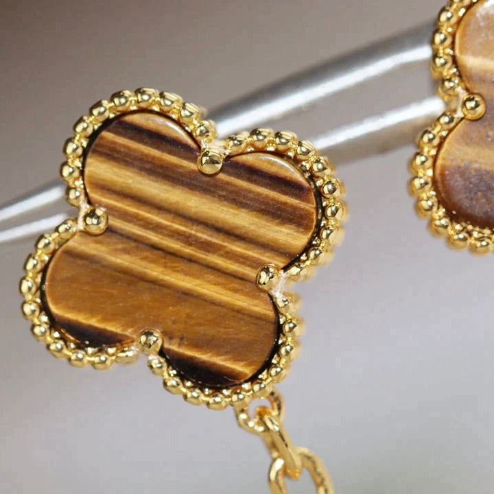 [Am jewelry]CLOVER  2 MOTIF  TIGER EYE CARNELIAN EARRINGS