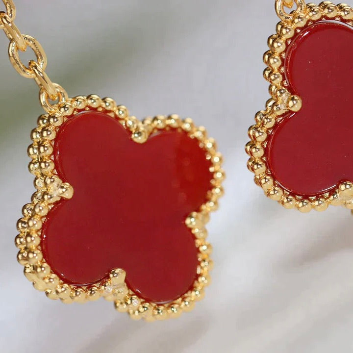 [Am jewelry]CLOVER  2 MOTIF  TIGER EYE CARNELIAN EARRINGS