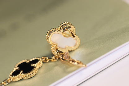 [Am jewelry]CLOVER EARRINGS GOLD ONYX MOP 3 MOTIF
