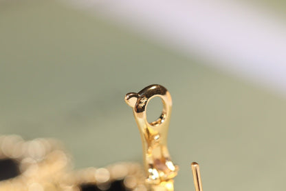 [Am jewelry]CLOVER EARRINGS GOLD ONYX MOP 3 MOTIF
