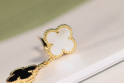 [Am jewelry]CLOVER EARRINGS GOLD ONYX MOP 3 MOTIF