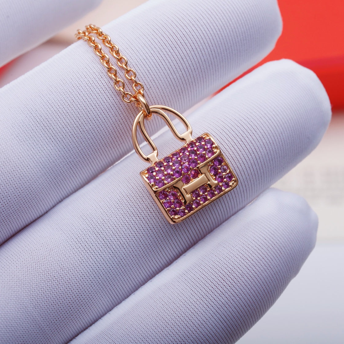 [Am jewelry]CONSTANCE PEDANT PURPLE DIAMOND NECKLACE