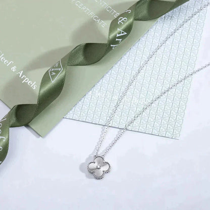 [Am jewelry]CLOVER  15MM DIAMOND LASER NECKLACE SILVER