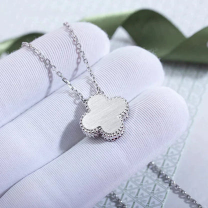 [Am jewelry]CLOVER  15MM DIAMOND LASER NECKLACE SILVER