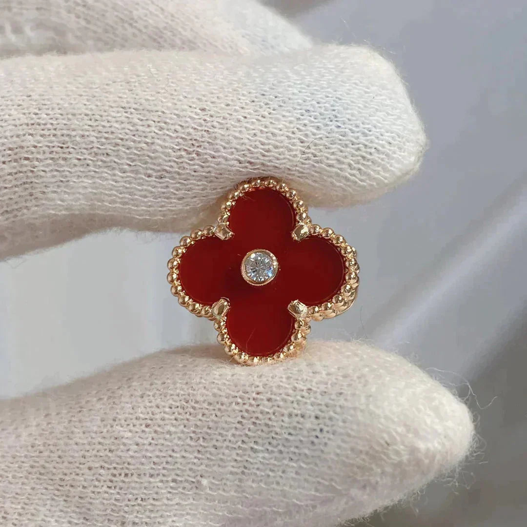 [Am jewelry]CLOVER MEDIUM 1 MOTIFS CARNELIAN  DIAMOND earrings