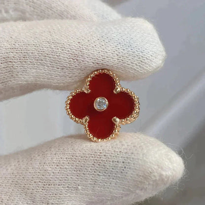 [Am jewelry]CLOVER MEDIUM 1 MOTIFS CARNELIAN  DIAMOND earrings