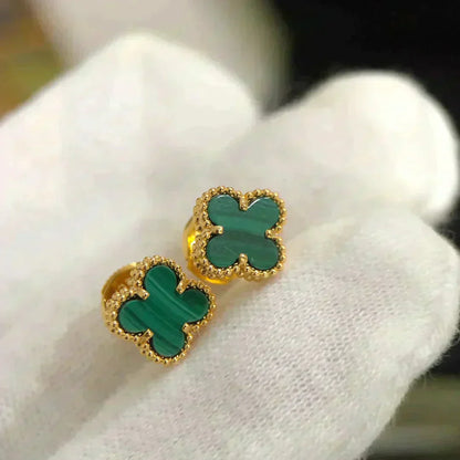 [Am jewelry]CLOVER MINI 9.5MM MALACHITE  EARRINGS