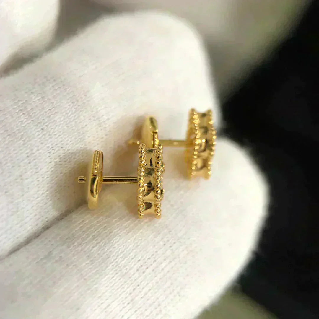 [Am jewelry]CLOVER MINI 9.5MM MALACHITE  EARRINGS
