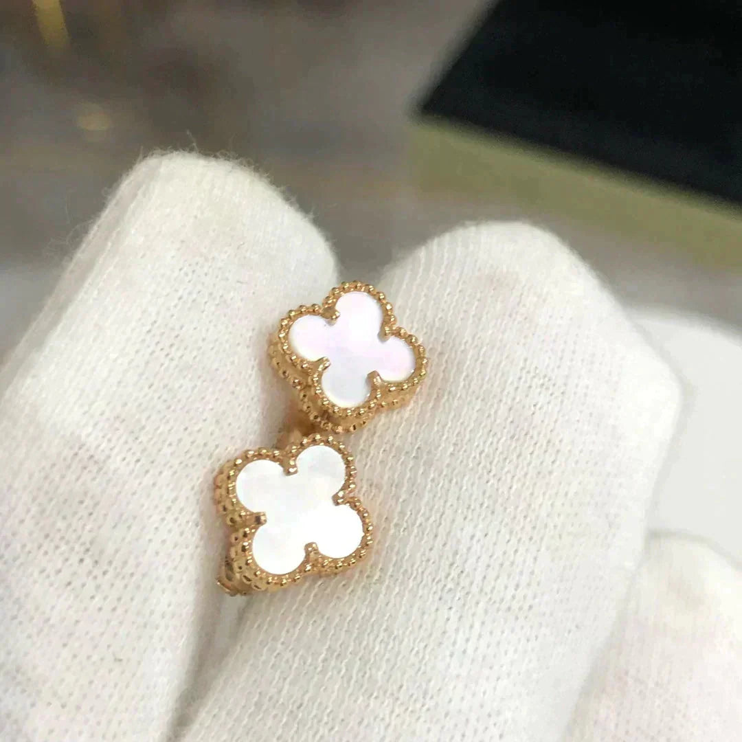 [Am jewelry]CLOVER MINI 9.5MM WHITE MOP EARRINGS