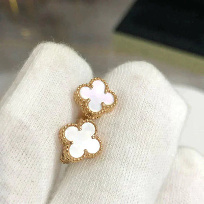 [Am jewelry]CLOVER MINI 9.5MM WHITE MOP EARRINGS