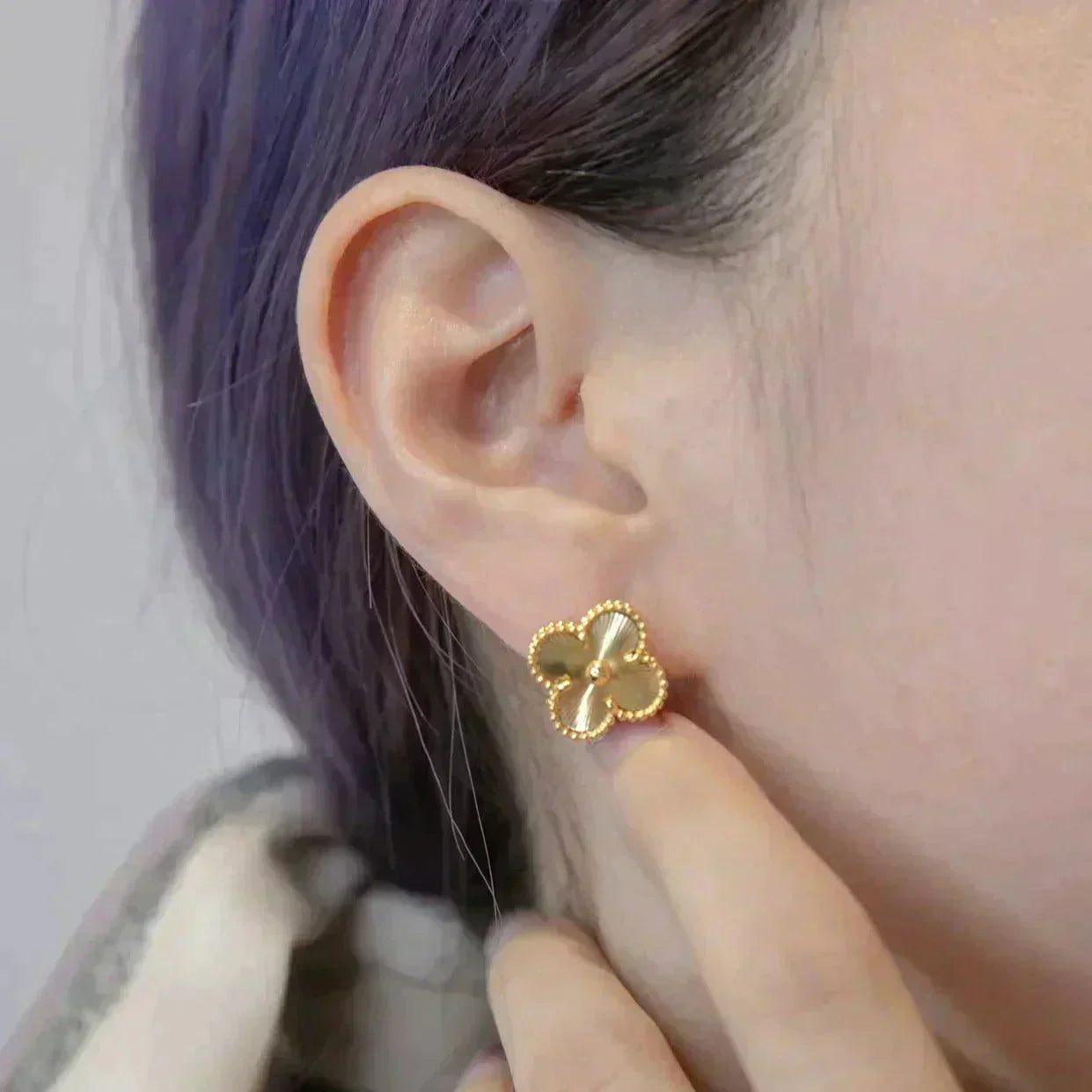 [Am jewelry]CLOVER MEDIUM 1 MOTIFS LASER EARRINGS