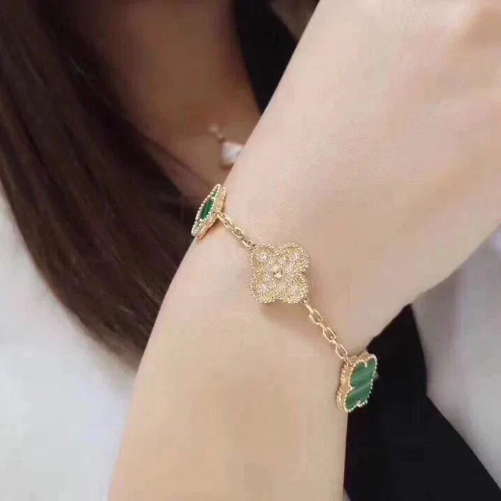 [Am jewelry] CLOVER 5 MOTIF MALACHITE BRACELET COLLECTION