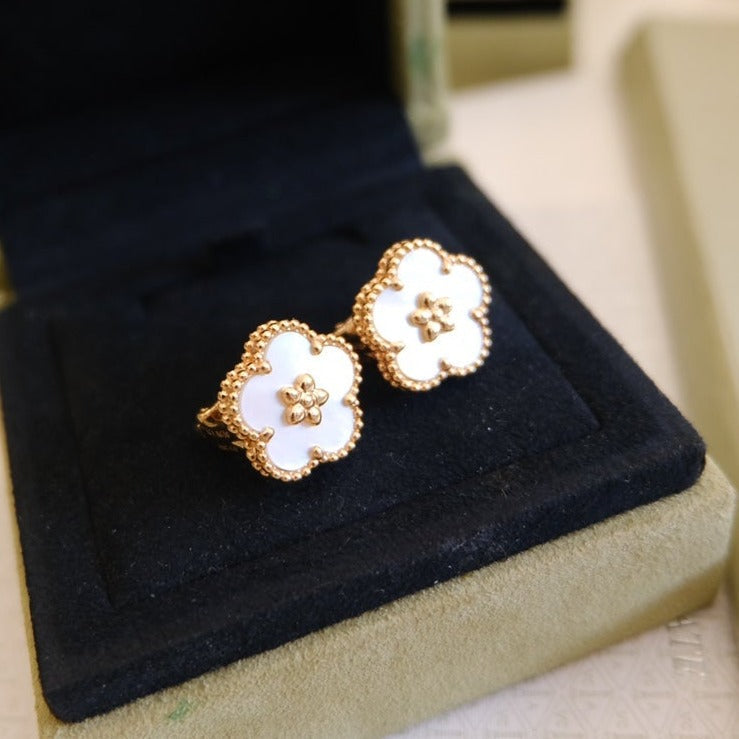 [Am jewelry]LUCKY PINK GOLD WHITE MOP EARRINGS