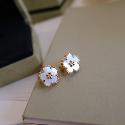 [Am jewelry]LUCKY PINK GOLD WHITE MOP EARRINGS