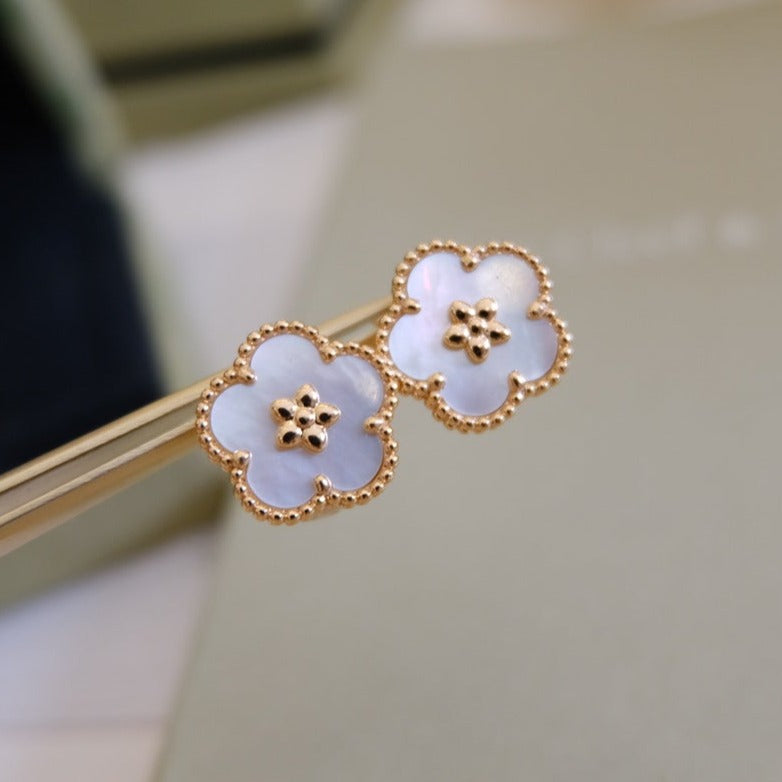 [Am jewelry]LUCKY PINK GOLD WHITE MOP EARRINGS