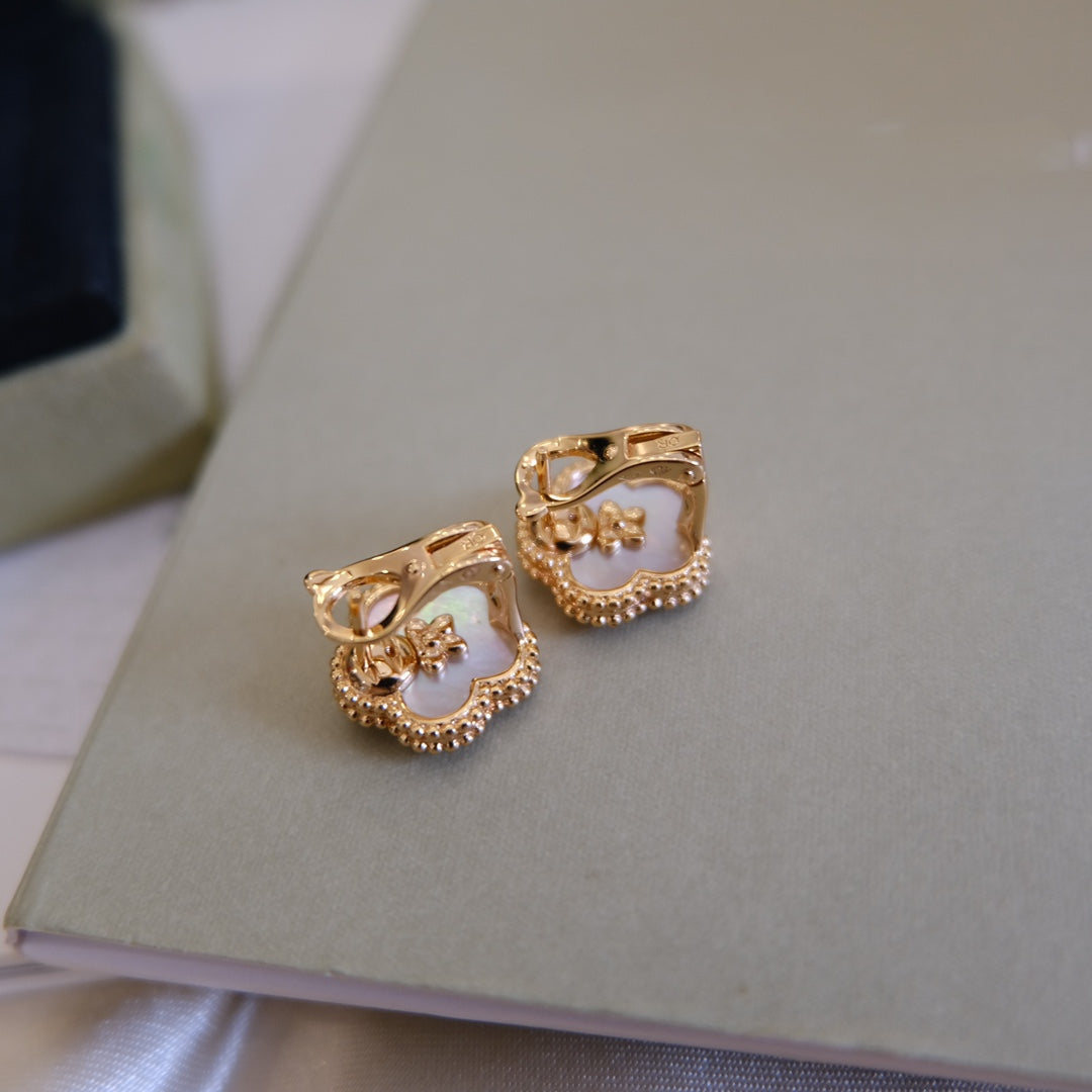 [Am jewelry]LUCKY PINK GOLD WHITE MOP EARRINGS