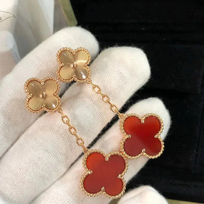 [Am jewelry]CLOVER 2 MOTIF  LASER CARNELIAN EARRINGS