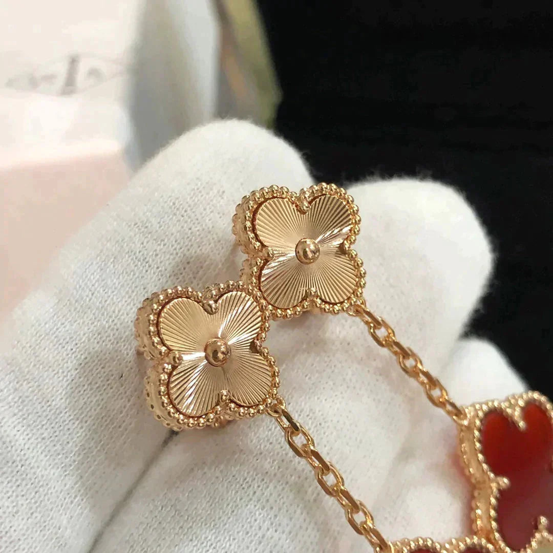 [Am jewelry]CLOVER 2 MOTIF  LASER CARNELIAN EARRINGS