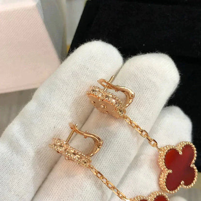 [Am jewelry]CLOVER 2 MOTIF  LASER CARNELIAN EARRINGS
