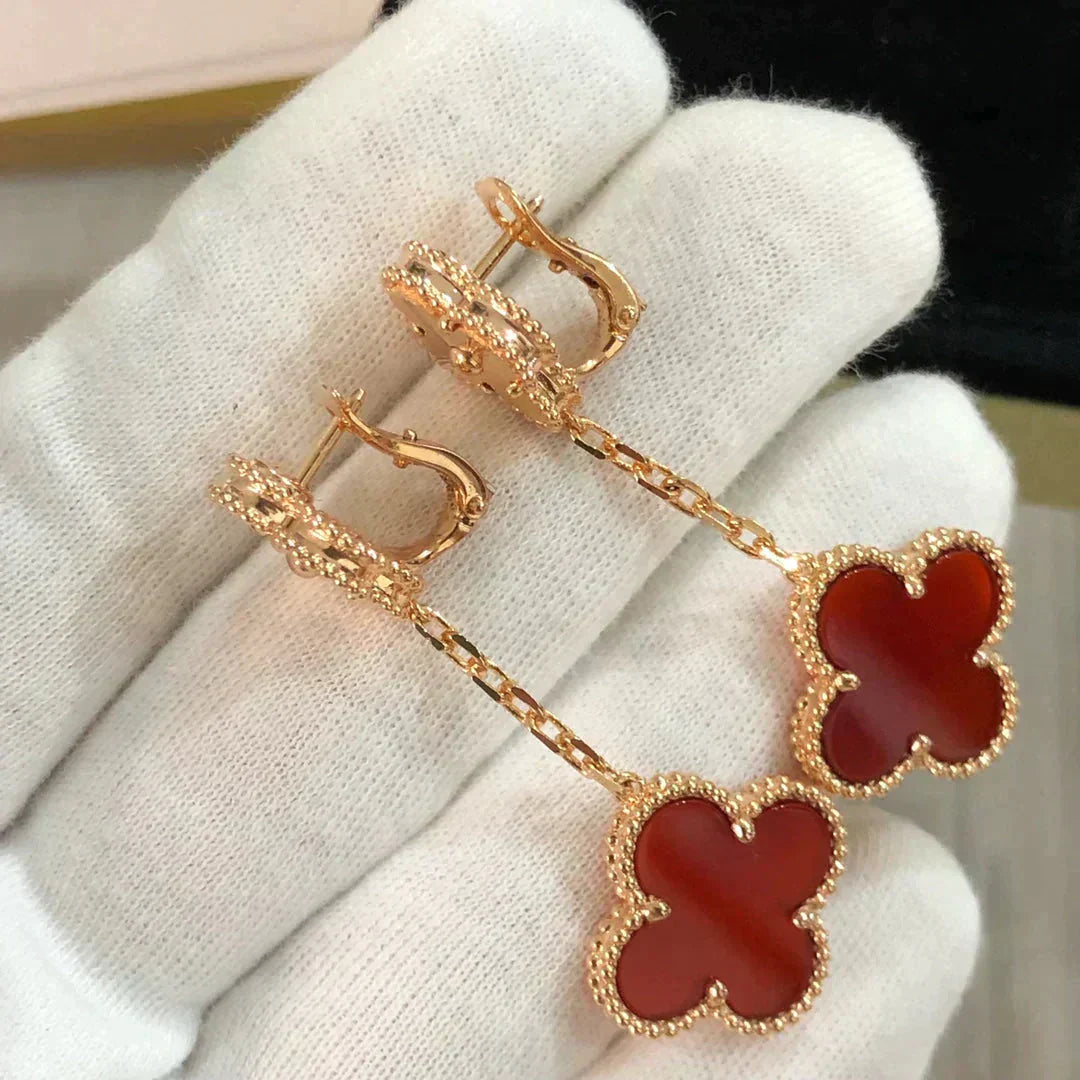 [Am jewelry]CLOVER 2 MOTIF  LASER CARNELIAN EARRINGS