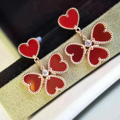 [Am jewelry]SWEET CLOVER CARNELIAN EARRINGS