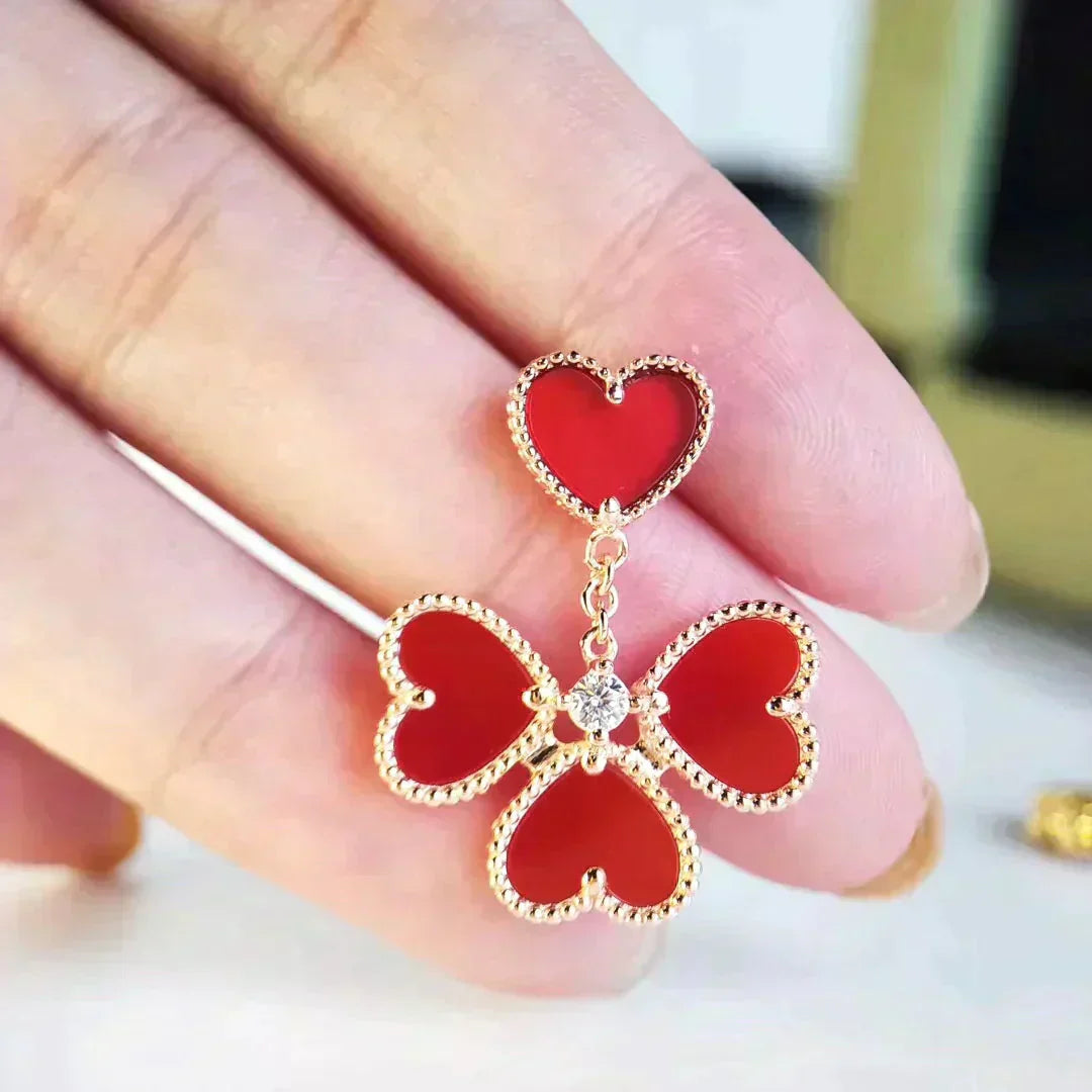 [Am jewelry]SWEET CLOVER CARNELIAN EARRINGS