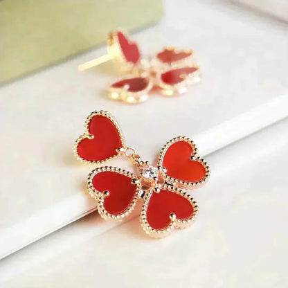 [Am jewelry]SWEET CLOVER CARNELIAN EARRINGS