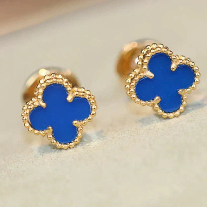 [Am jewelry]CLOVER MINI 9.5MM BLUE AGATE EARRINGS