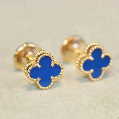 [Am jewelry]CLOVER MINI 9.5MM BLUE AGATE EARRINGS