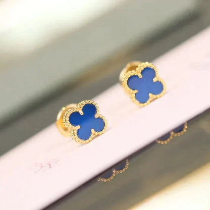 [Am jewelry]CLOVER MINI 9.5MM BLUE AGATE EARRINGS