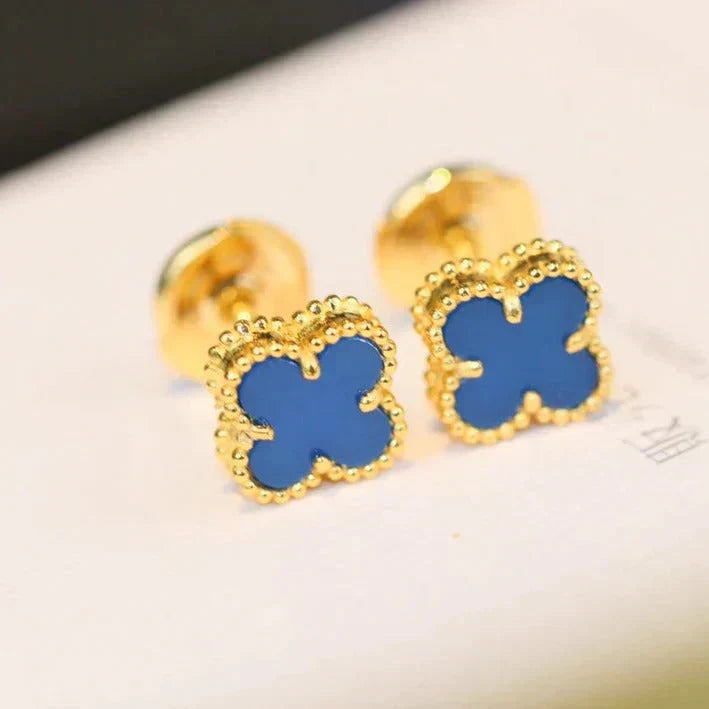 [Am jewelry]CLOVER MINI 9.5MM BLUE AGATE EARRINGS