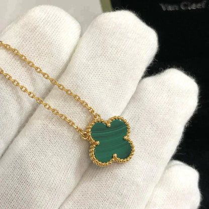 [Am jewelry]CLOVER 15MM MALACHITE SINGLE FLOWER  NECKLACE