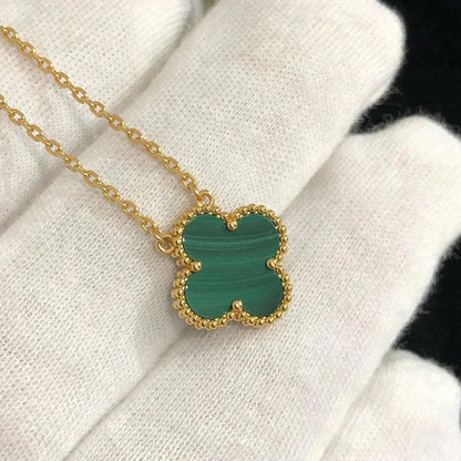 [Am jewelry]CLOVER 15MM MALACHITE SINGLE FLOWER  NECKLACE
