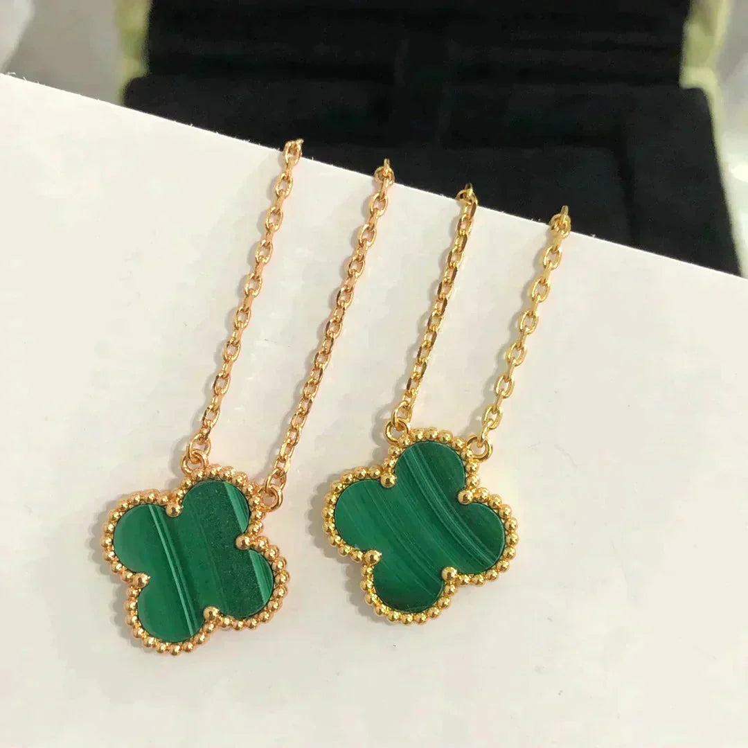 [Am jewelry]CLOVER 15MM MALACHITE SINGLE FLOWER  NECKLACE