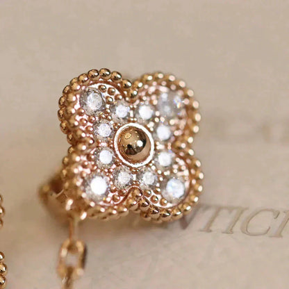 [Am jewelry]CLOVER MEDIUM 1 MOTIFS FUll DIAMOND EARRINGS