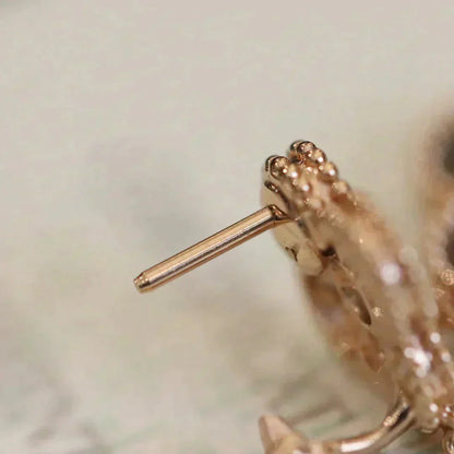 [Am jewelry]CLOVER MEDIUM 1 MOTIFS FUll DIAMOND EARRINGS