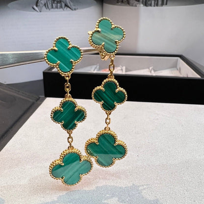 [Am jewelry]CLOVER MALACHITE 3 MOTIFS GOLD