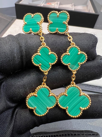 [Am jewelry]CLOVER MALACHITE 3 MOTIFS GOLD