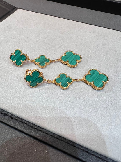 [Am jewelry]CLOVER MALACHITE 3 MOTIFS GOLD