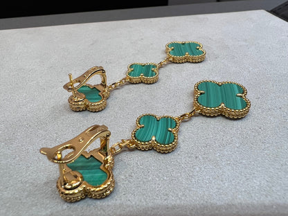 [Am jewelry]CLOVER MALACHITE 3 MOTIFS GOLD